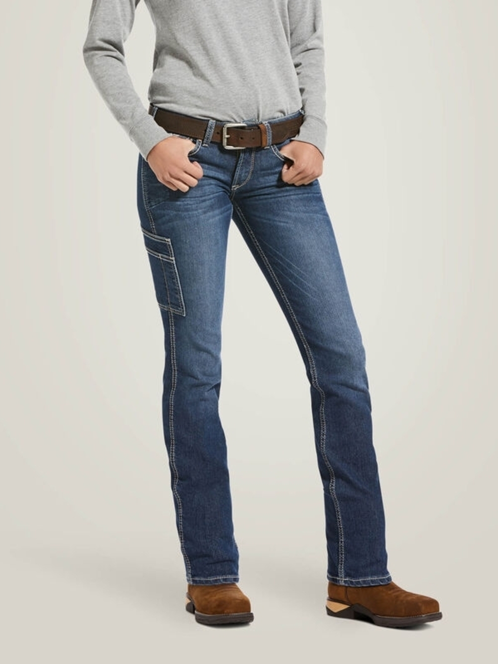 Ariat Women's Indigo Straight-Leg Jeans with Side Patch Pocket